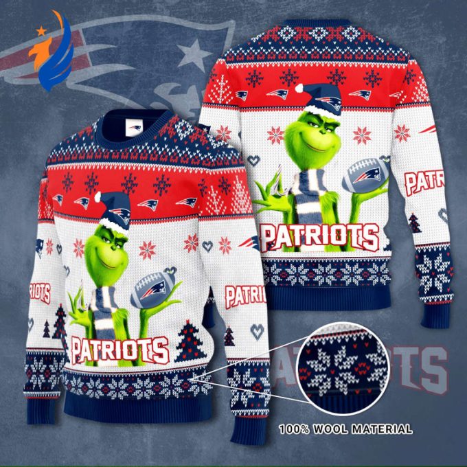 New England Patriots NFL Grinches Knit Ugly Christmas sweater New England Patriots NFL Grinches Knit Ugly Christmas sweater