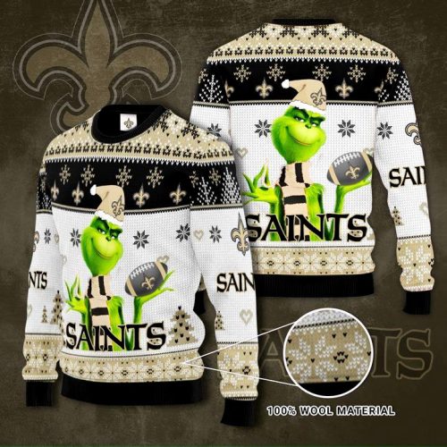 New Orleans Saints NFL Grinches Knit Ugly Christmas sweater New Orleans Saints NFL Grinches Knit Ugly Christmas sweater