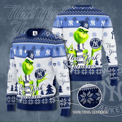 New York Yankees MLB Grinches Knit Ugly Christmas sweater New York Yankees MLB Grinches Knit Ugly Christmas sweater