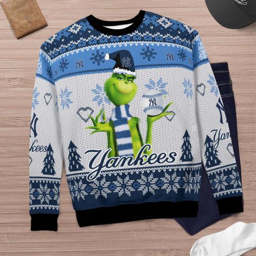New York Yankees The Grinches Christmas AOP Ugly Sweater New York Yankees The Grinches Christmas AOP Ugly Sweater