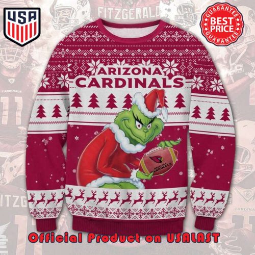 NFL ARIZONA CARDINALS THE GRINCH SANTA HAT NAME NUMBER UGLY CHRISTMAS SWEATER NFL ARIZONA CARDINALS THE GRINCH SANTA HAT NAME NUMBER UGLY CHRISTMAS SWEATER