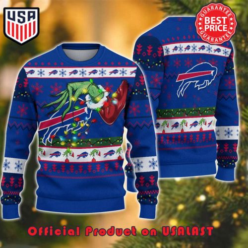 NFL BUFFALO BILLS GRINCH HAND WITH LOGO UGLY CHRISTMAS SWEATER NFL BUFFALO BILLS GRINCH HAND WITH LOGO UGLY CHRISTMAS SWEATER