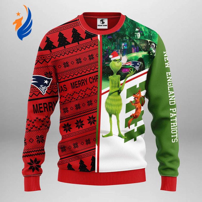 NFL New England Patriots Grinches & Scooby-Doo Christmas Ugly Sweater -LaP