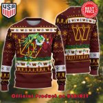 NFL WASHINGTON COMMANDERS GRINCH HAND WITH LOGO UGLY CHRISTMAS SWEATER NFL WASHINGTON COMMANDERS GRINCH HAND WITH LOGO UGLY CHRISTMAS SWEATER