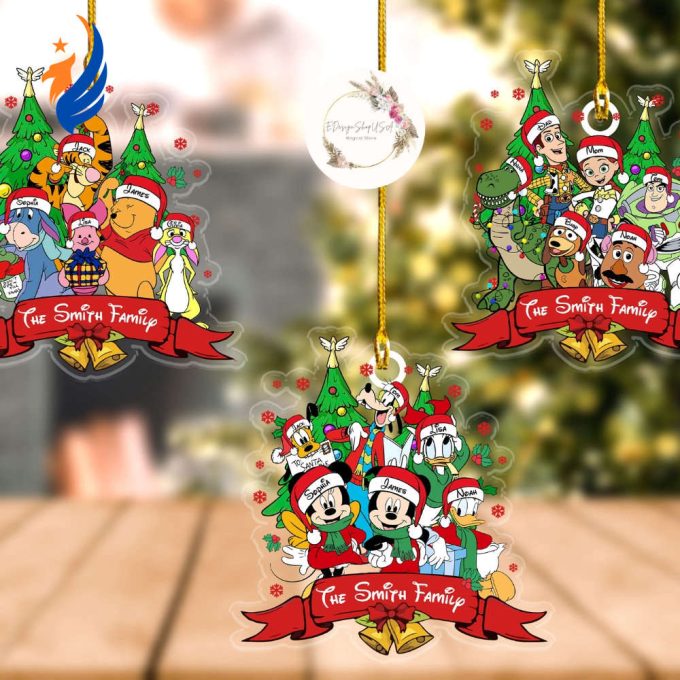 Personalized Disney Family Christmas Ornament, Mickey and Friends Christmas Tree Hanging Ornament Personalized Disney Family Christmas Ornament, Mickey and Friends Christmas Tree Hanging Ornament