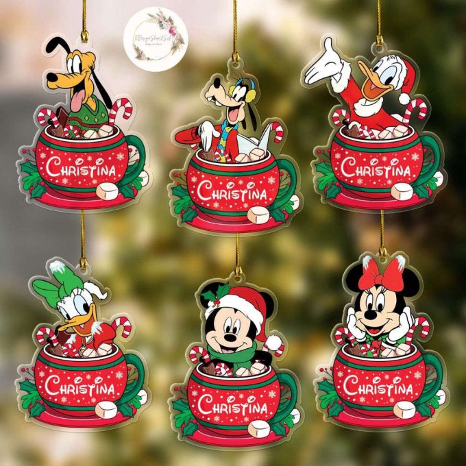 Personalized Mickey and Friends Tea Cup Disney Christmas Ornament