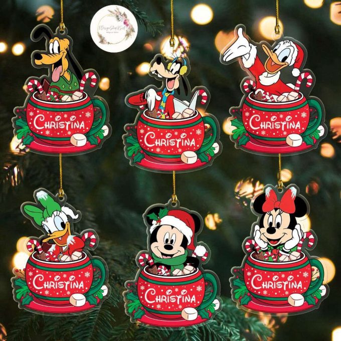 Personalized Mickey and Friends Tea Cup Disney Christmas Ornament
