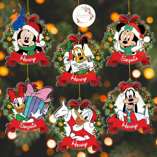 Personalized Mickey and Friends Wreath Disney Christmas Ornament, Disney Christmas Ornament Personalized Mickey and Friends Wreath Disney Christmas Ornament, Disney Christmas Ornament