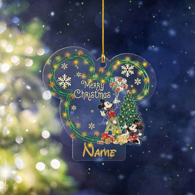 Personalized Mickey And Minnie Disney Christmas Ornament