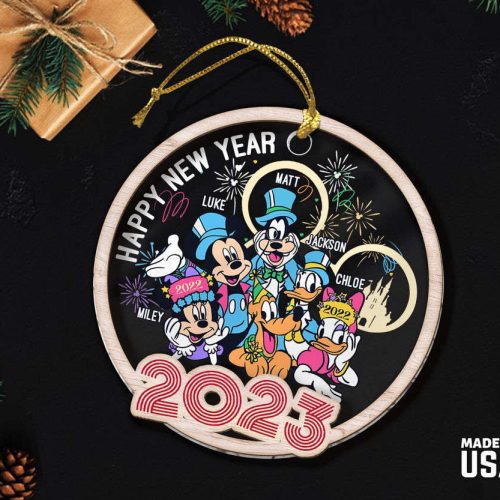 Personalized Mickey Happy New Year 2024 Mix Ornament, Custom Disney Family Ornament Personalized Mickey Happy New Year 2024 Mix Ornament, Custom Disney Family Ornament
