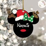 Personalized Mickey Minnie Ears Disney Christmas Ornament, Disney Christmas Ornament