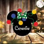 Personalized Mickey Minnie Ears Disney Christmas Ornament, Disney Christmas Ornament