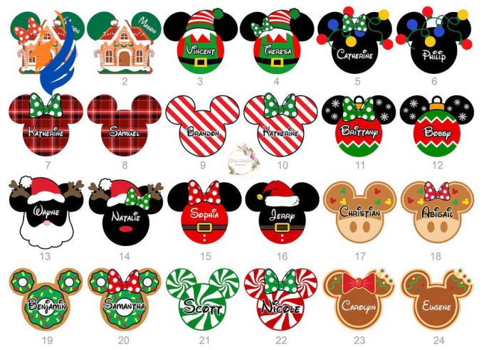 Personalized Mickey Minnie Ears Disney Christmas Ornament, Disney Christmas Ornament