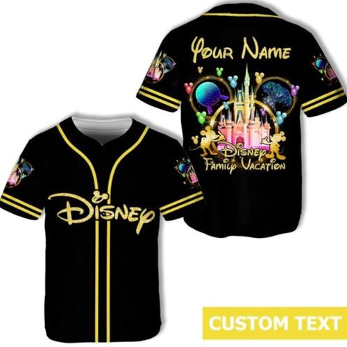 Custom Mickey Mouse Family Vacation Baseball Jersey – Personalized Cartoon Design
