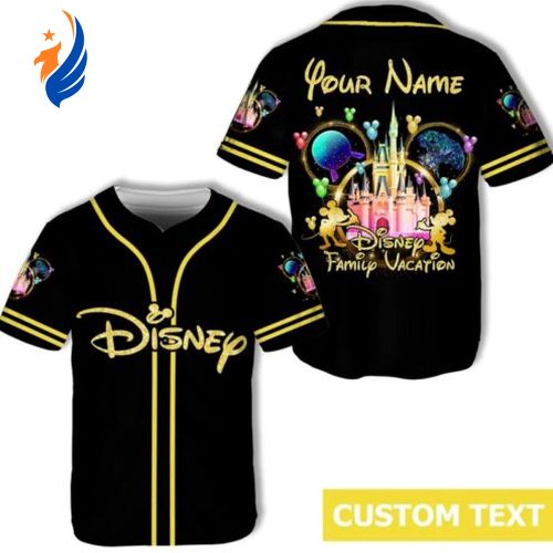 Custom Mickey Mouse Family Vacation Baseball Jersey - Personalized Cartoon Design