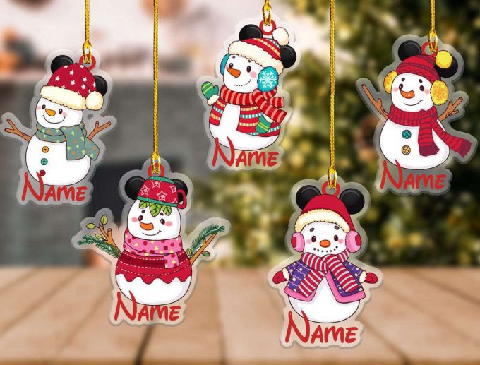 Personalized Mickey Snowman Christmas Ornament, Disney Christmas Ornament