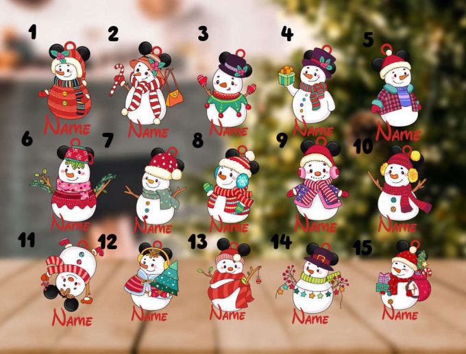 Personalized Mickey Snowman Christmas Ornament, Disney Christmas Ornament