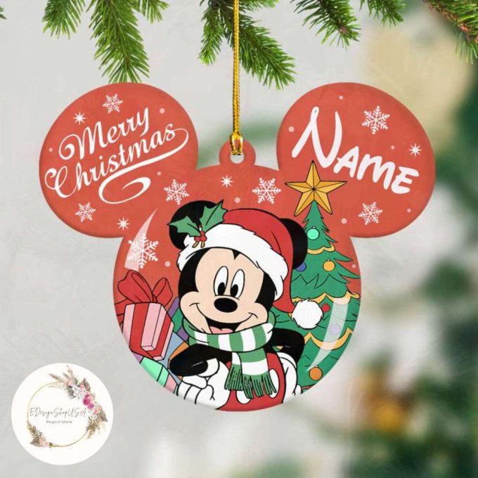 Personalized Multi-character Merry Christmas ornament, Mickey