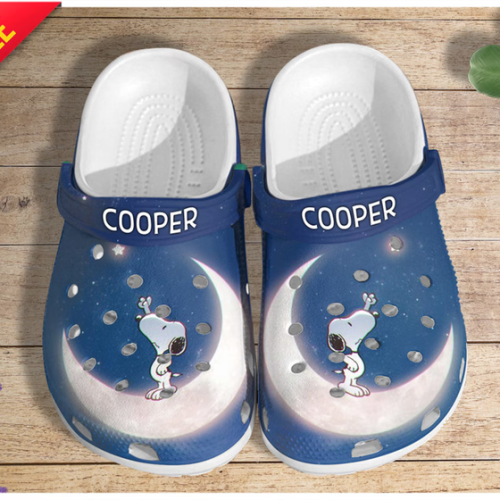 Personalized Snoopy Under The Moon Light Clogs For Kids And Adults Personalized Snoopy Under The Moon Light Clogs For Kids And Adults