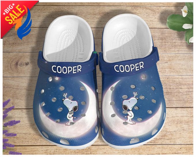 Personalized Snoopy Under The Moon Light Clogs For Kids And Adults