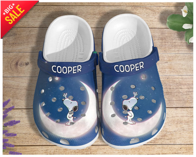 Personalized Snoopy Under The Moon Light Clogs For Kids And Adults