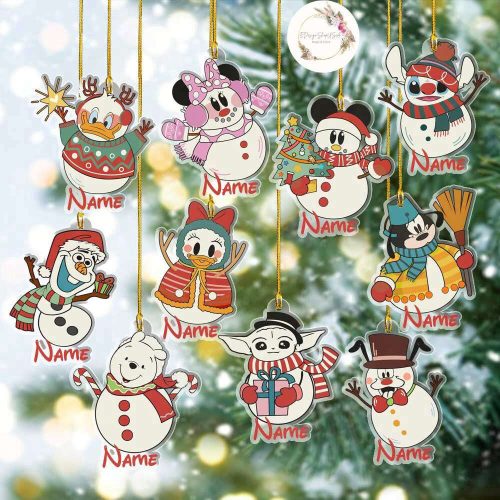 Personalized Snowman Disney Christmas Ornament, Mickey and Friends Christmas Gift, Disney Christmas Ornament Personalized Snowman Disney Christmas Ornament, Mickey and Friends Christmas Gift, Disney Christmas Ornament