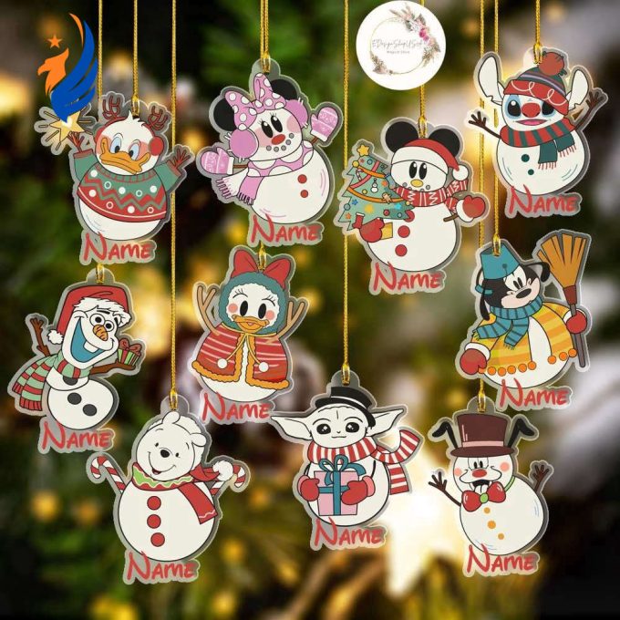Personalized Snowman Disney Christmas Ornament, Mickey and Friends Christmas Gift, Disney Christmas Ornament Personalized Snowman Disney Christmas Ornament, Mickey and Friends Christmas Gift, Disney Christmas Ornament