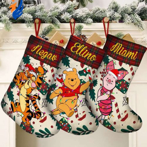 Custom Name Pooh & Friends Leather Handbag – Stylish Women s Purse Ideal for Pooh Lovers Customizable Winnie The Pooh Christmas Stocking: Festive Personalized Gift for Disney Fans