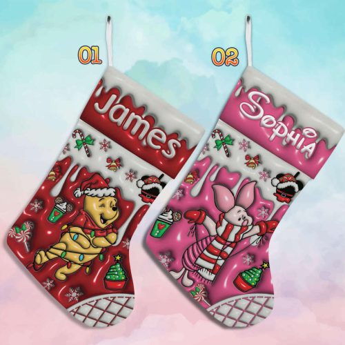 Custom Winnie The Pooh Disney Christmas Stocking – Personalized Family Holiday Decor