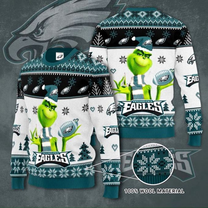 Philadelphia Eagles Grinches Knit Ugly Christmas sweater