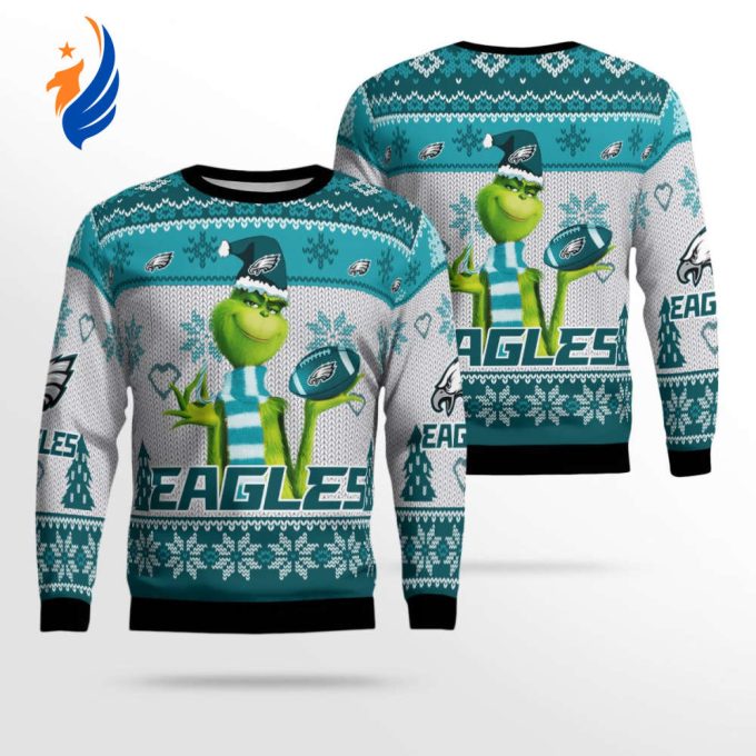 Philadelphia Eagles The Grinches Christmas AOP Ugly Sweater