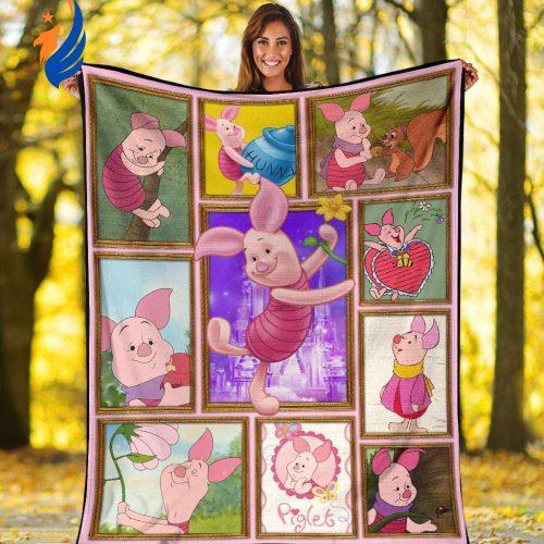 Piglet Fleece Blanket Custom Winnie The Pooh Fan Home Decoration