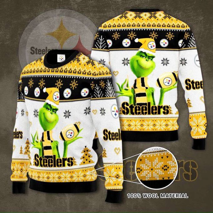 Pittsburgh Steelers Grinches Knit Ugly Christmas sweater