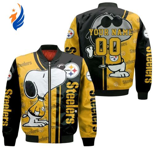 Pittsburgh Steelers Snoopy Personalized Bomber Jacket Pittsburgh Steelers Snoopy Personalized Bomber Jacket