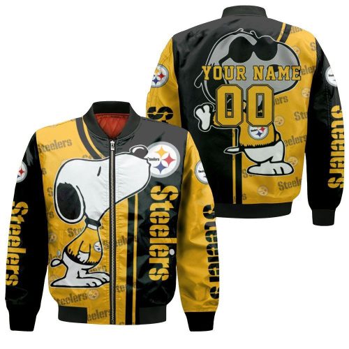 Pittsburgh Steelers Snoopy Personalized Bomber Jacket  – Gift for Men Women Pittsburgh Steelers Snoopy Personalized Bomber Jacket  – Gift for Men Women