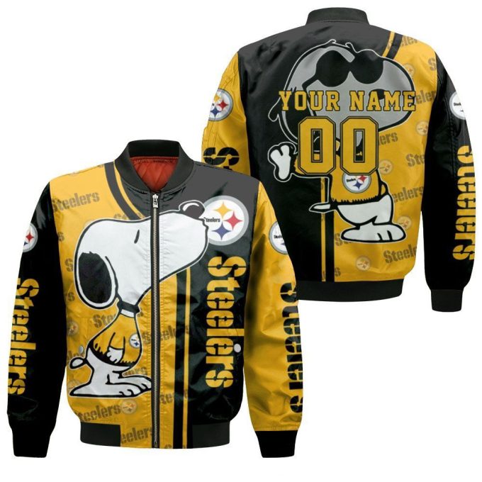 Pittsburgh Steelers Snoopy Personalized Bomber Jacket  – Gift for Men Women