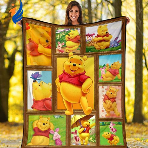 Pooh Bear Fleece Blanket Custom Winnie The Pooh Fan Home Decoration
