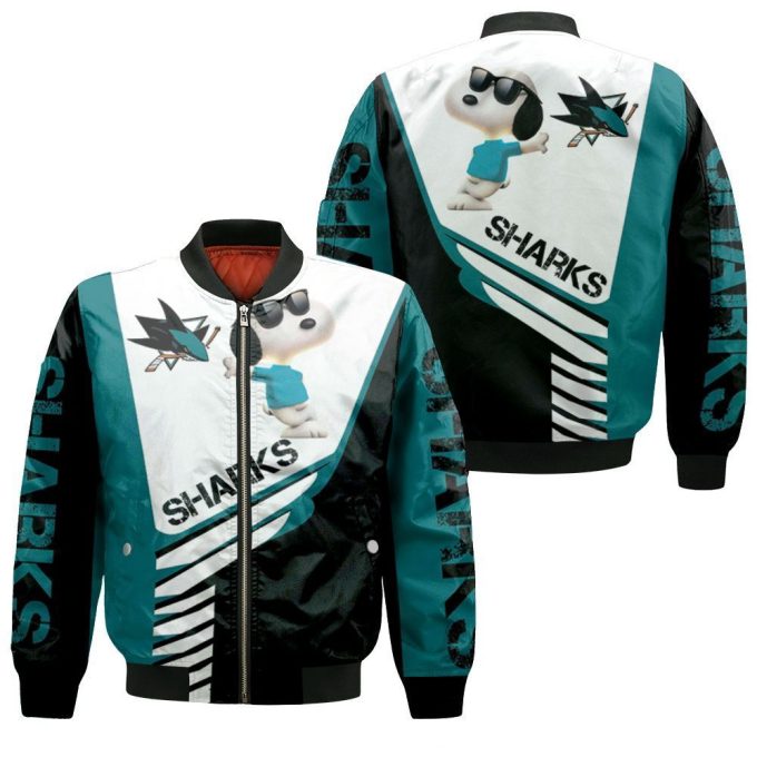 San Jose Sharks Snoopy For Fans Bomber Jacket  – Gift for Men Women