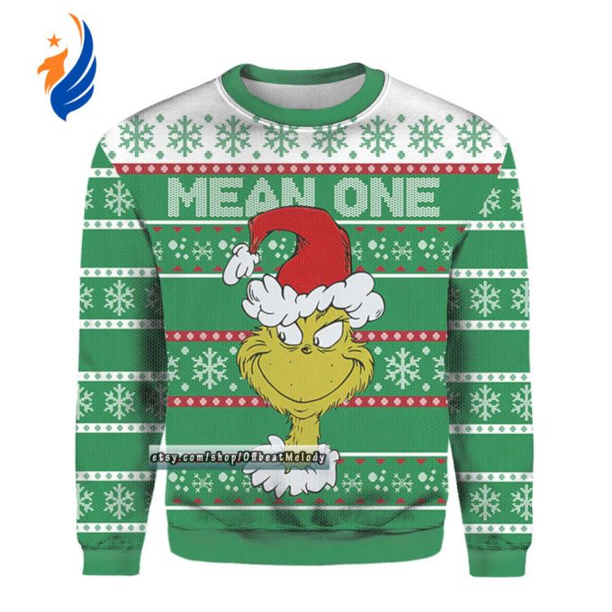 Santa Grinches Mean One Ugly Christmas Sweater, Grinches Stole Christmas Ugly Sweater Over Print, Grinches Lovers Merry Christmas 2022 Sweater