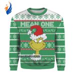 Santa Grinches Mean One Ugly Christmas Sweater, Grinches Stole Christmas Ugly Sweater Over Print, Grinches Lovers Merry Christmas 2022 Sweater