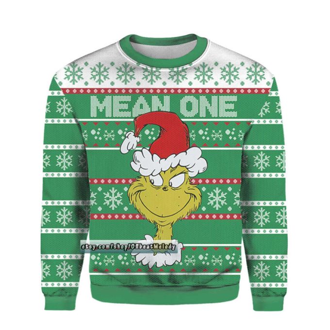 Santa Grinches Mean One Ugly Christmas Sweater, Grinches Stole Christmas Ugly Sweater Over Print, Grinches Lovers Merry Christmas 2022 Sweater