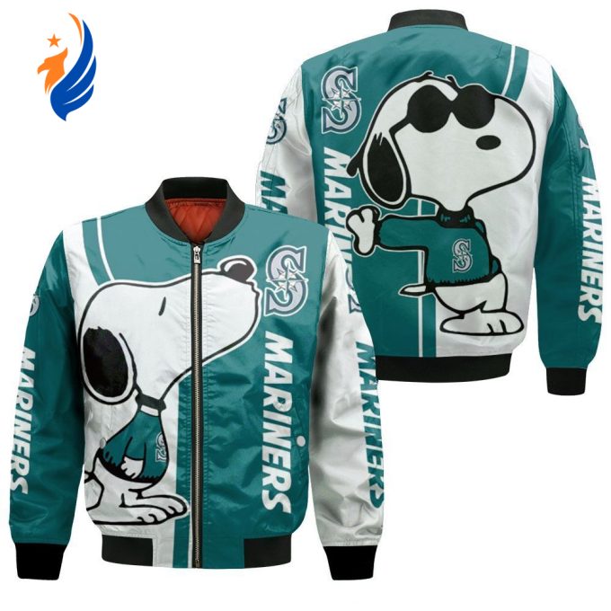 Seattle Mariners Snoopy Lover Bomber Jacket  – Gift for Men Women Seattle Mariners Snoopy Lover Bomber Jacket  – Gift for Men Women