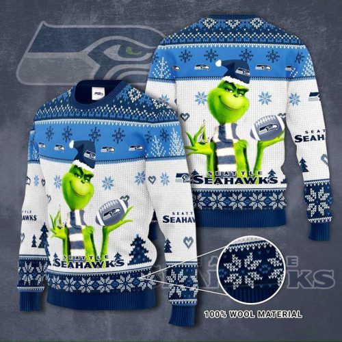 Seattle Seahawks Grinches Knit Ugly Christmas sweater Seattle Seahawks Grinches Knit Ugly Christmas sweater