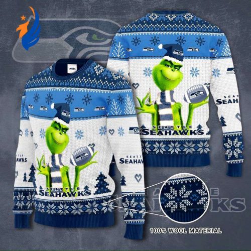 Seattle Seahawks Grinches Knit Ugly Christmas sweater Seattle Seahawks Grinches Knit Ugly Christmas sweater