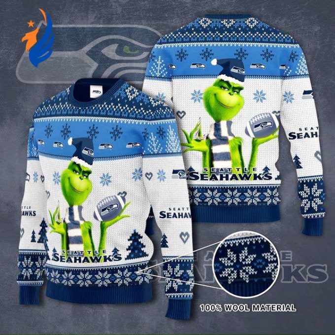 Seattle Seahawks Grinches Knit Ugly Christmas sweater