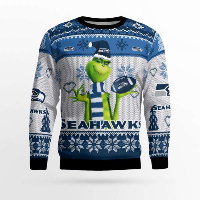 Seattle Seahawks The Grinches Christmas AOP Ugly Sweater