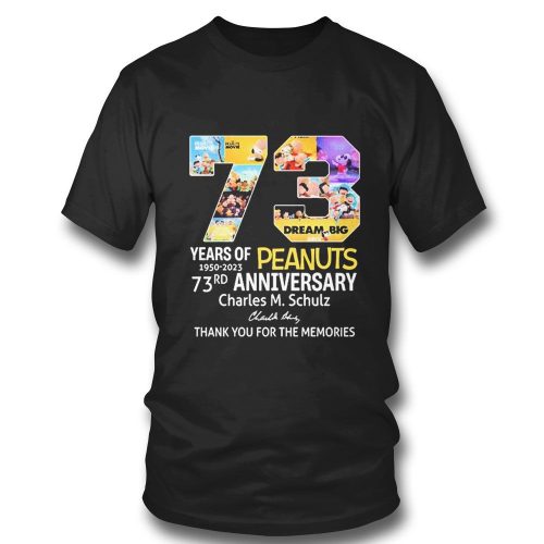 Snoopy 73 Years Peanuts Signature Thank You T-shirt 1950-2024 Memories