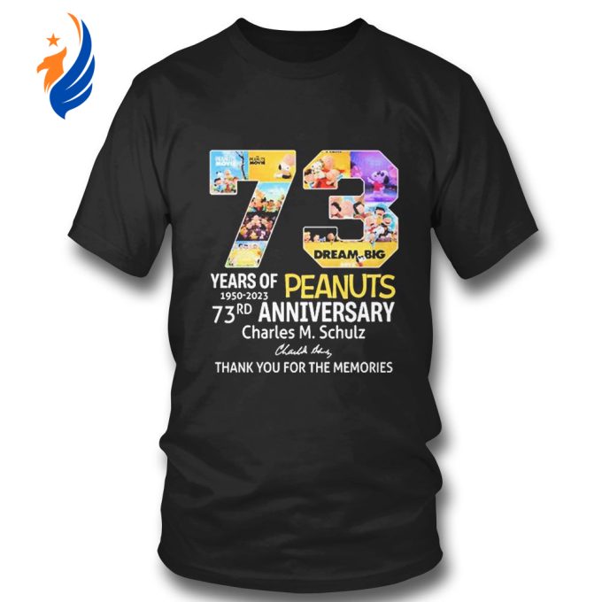 Snoopy 73 Years Peanuts Signature Thank You T-shirt 1950-2024 Memories Snoopy 73 Years Peanuts Signature Thank You T-shirt 1950-2024 Memories