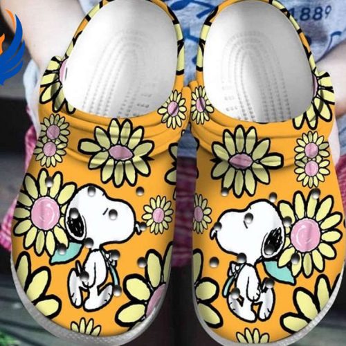 Mouse Ears Mickey Mouse Clogs-Slippers Classic Clogs Snoopy Flower Pattern Clogs-Slippers-Slippers Classic Clogs Shoes In Orange