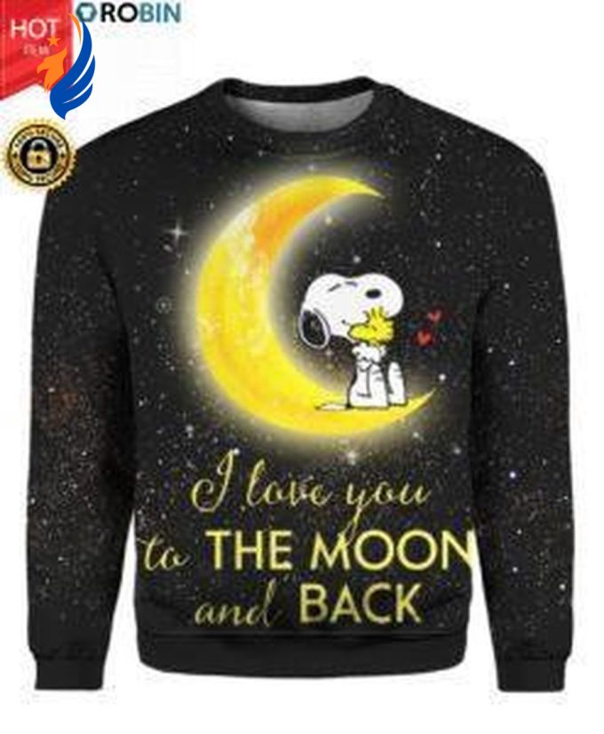 Snoopy I Love You To The Moon And Back 3D Shirt Sweater Hoodie 3D All Over Print Hoodie, Zip-up Hoodie